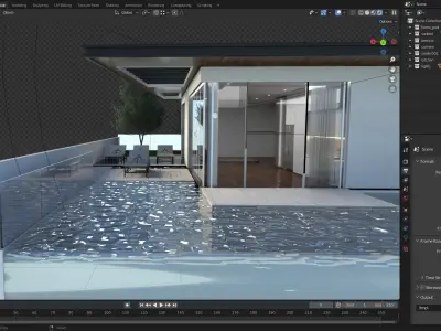 Home pool Villa Low-poly 3D model