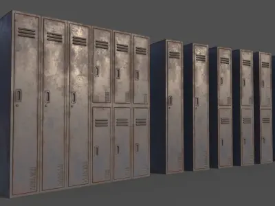PBR School Gym Locker 06 - Grey Low-poly 3D model