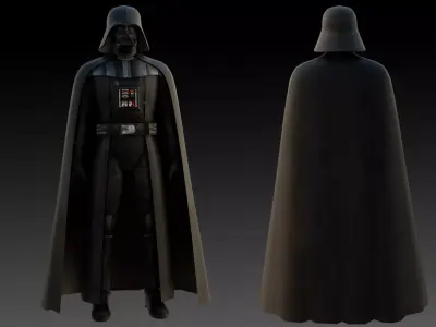 Darth Vader Armored Villain 3D Model Rigged Game-Ready Low-poly 3D model