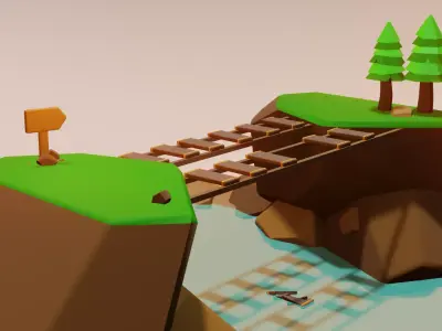 Cartoon Game Platform Low-poly 3D model