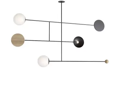 Light pendant with four circles hanging from it 3D model