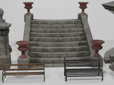 Victorian Park Asset  Low-poly 3D model