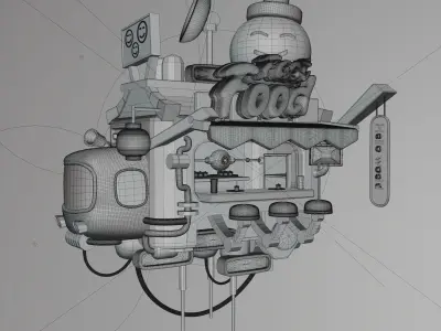 3d cyberpunk truck  Low-poly 3D model
