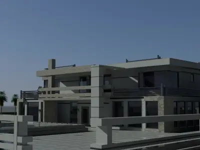 Villa modern house on beach 3D model