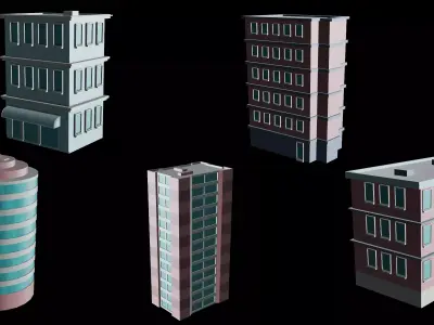 Stylized Building Pack - Mobile Game Asset Free low-poly 3D model