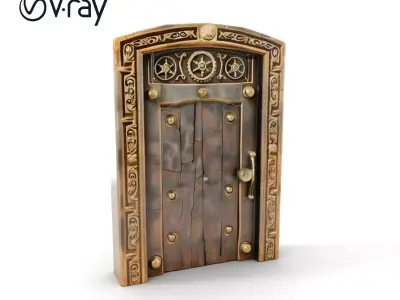 Medieval Wooden Door Model Pack Low-poly 3D model