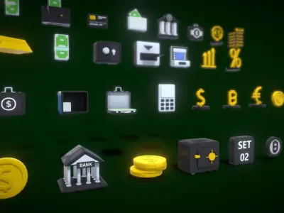 3D Button Collections3 3D Model Low-poly 3D model