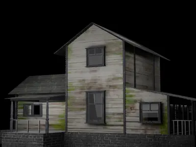 House 3d model in woods Low-poly 3D model