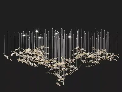 Modern Luxury Sculptural Flying Bird Crystal Chandelier 3D model