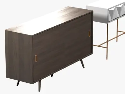 noir beth sideboard pale and west elm aculpted geo console in wh 3D model