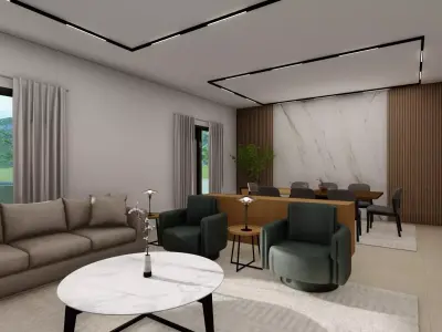 Simple 2 Floor Villa Interior Design  Free 3D model