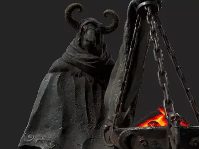 Dark Statue Low-poly 3D model