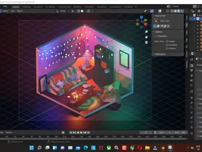 stranger-things low poly model render in blender Low-poly 3D model