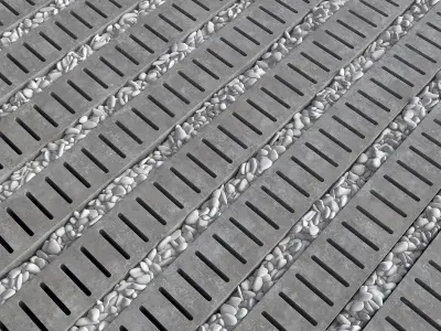 Paving road long plate pabble n3 3D model