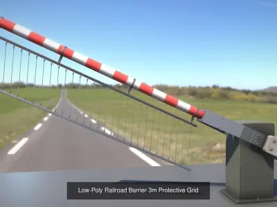 Railroad Barrier 3m Protective Grid High and Low-Poly Version 3D Model Pack