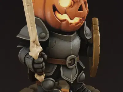 Pumpkin Knight Halloween 3D Printable Miniature STL Model 3D model