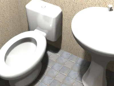 House hallway with two doors and couch 3D model