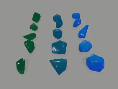 crystal set of stones Low-poly 3D model