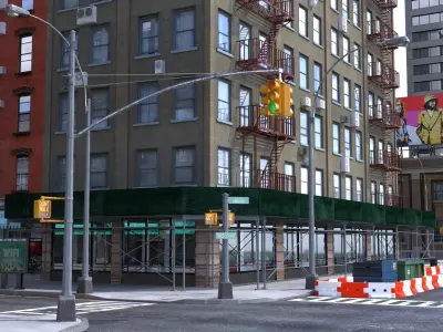 Metropolis city block 3D Low-poly 3D model