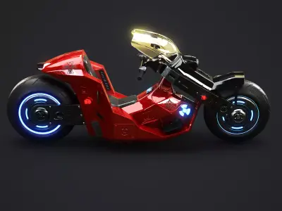 Futuristic Cyberpunk Motorcycle Sci-Fi Bike Neon City  Low-poly 3D model