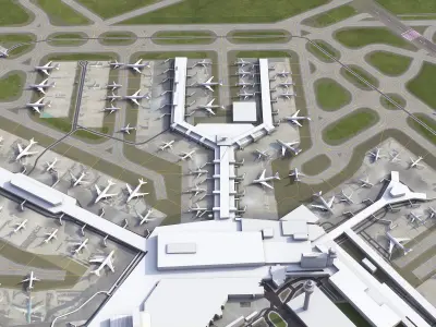 Amsterdam - Schiphol Airport - AMS Low-poly 3D model
