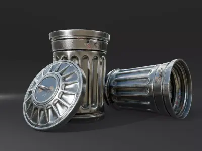 Trash can Low-poly 3D model