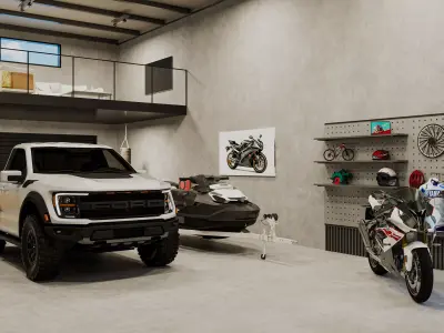 3D model of private residential garage 3D model