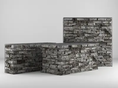 Gabion Stone Wall 2 3D model