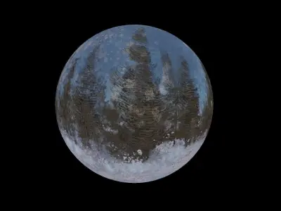 Animated tech Tree - 2k Loop video - 241 png render - snow sky Low-poly 3D model