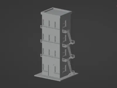 Building Model Low Poly Low-poly 3D model