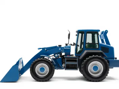 Modern Blue Loader with Glossy Finish and Aligned Bucket Low-poly 3D model