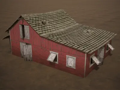 Barn Cattle Shed Farm Shelter Village Farmhouse 1 Low-poly 3D model