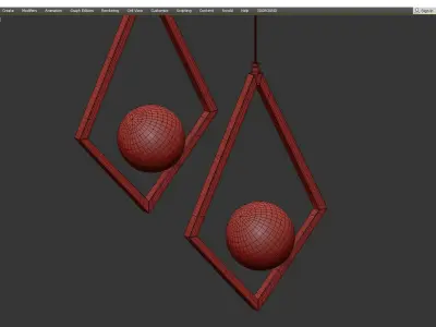 RANGLA geometric pendant light - gold Low-poly 3D model