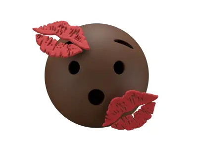 Hushed Face With Kiss Mark v1 004 Low-poly 3D model