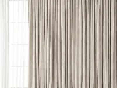 Curtains Long set 01 3D model