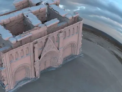 Castle cathedral Door ornate 3D model thin 3D model