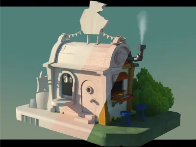 3d burger shop Low-poly 3D model