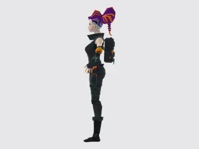 Midpoly Cyberpunk Female Character 01 Low-poly 3D model