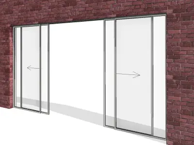 Wall Based Automatic Double Sliding Door 3D model
