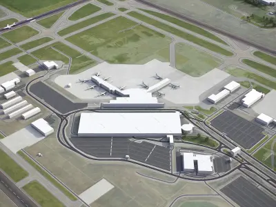 Grand Rapids - Gerald Ford Airport - GRR Low-poly 3D model