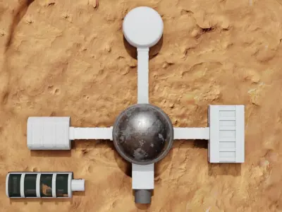 Martian base-farm Low-poly 3D model