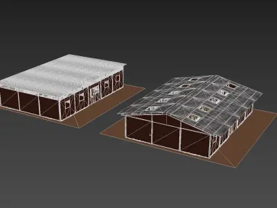 Modular Modern Stable Environment Low-poly 3D model