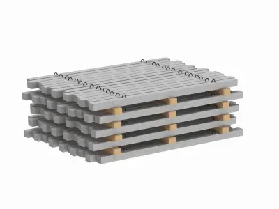 Concrete Slabs On Wood Planks 3D model