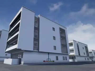 Residential Buildings Set Low-poly 3D model