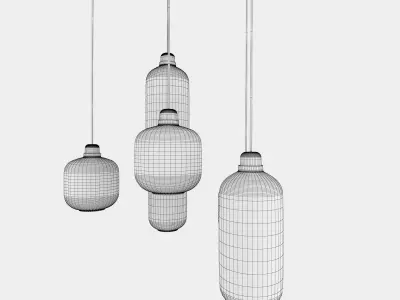 Retro round ceiling lamp set 3D model
