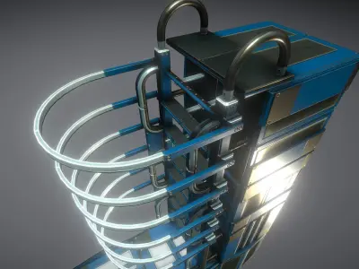 Futuristic Ladder Collection Blue Version Low-poly 3D model