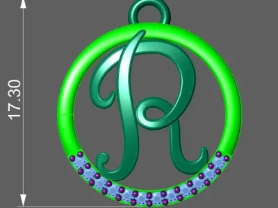 Initial Letter Pendant R 3D print model
