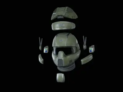 SciFi Helmet Low-poly 3D model