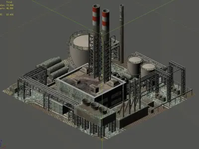 Heterogeneous-building-chemical plant 3D model
