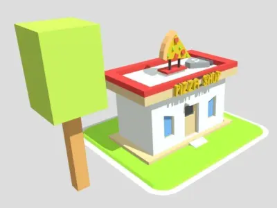 Pizza Shop 3D Low Poly 3D model